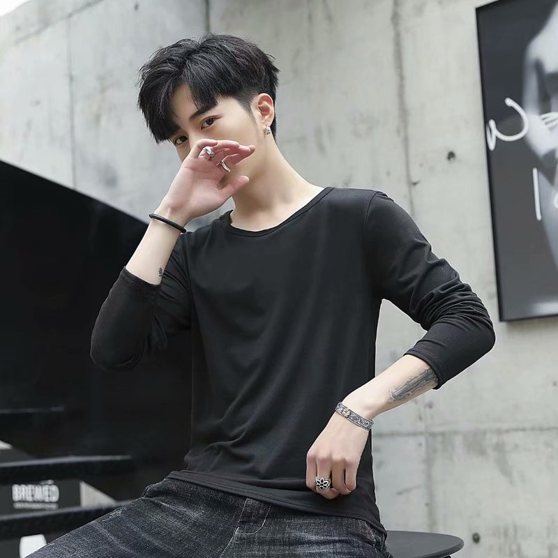 Long Sleeve T-Shirt Men'S Korean Version Of Slim Solid Color Bottoming Shirt Men'S Tide Supply A Generation Of Large Favorably - Image 3