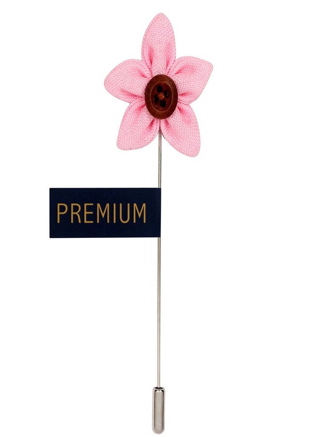 Peluche Brown Button Flower Light Pink Brooch for Men - Image 2