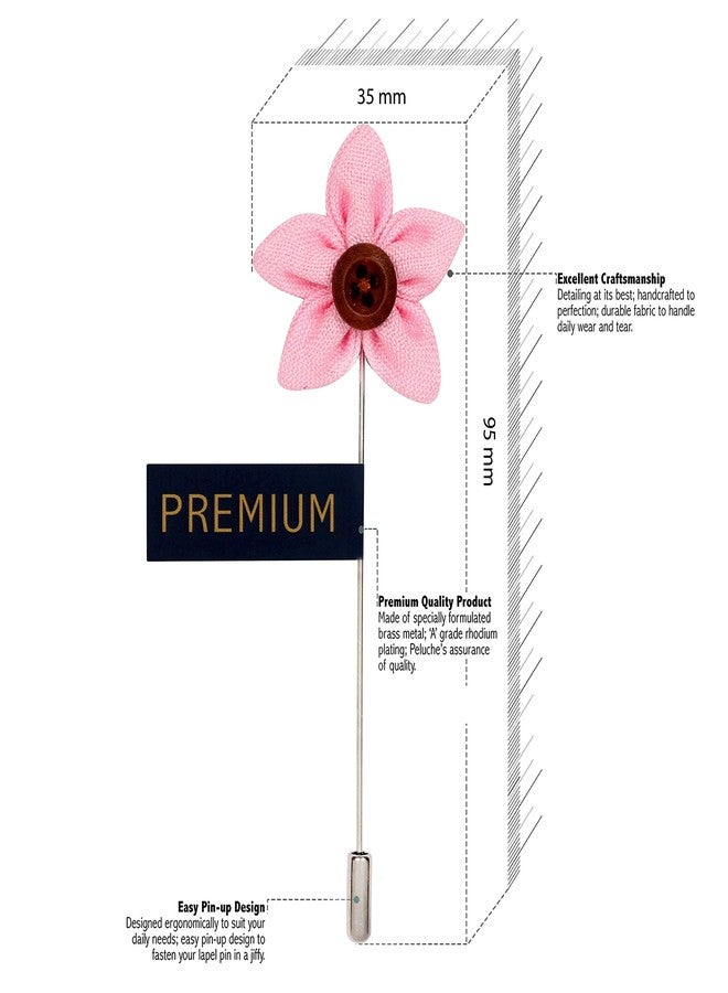 Peluche Brown Button Flower Light Pink Brooch for Men - Image 3