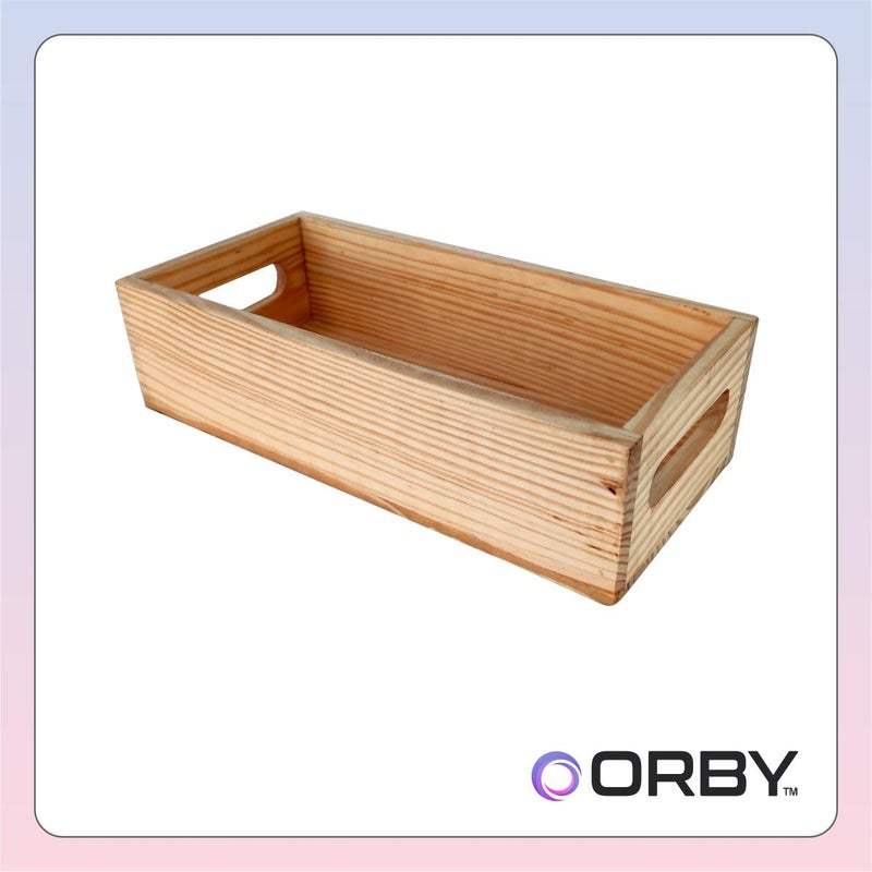 ORBY صينية تخزين وتقديم متعددة الاستخدامات من خشب الصنوبر ORBY | ديكور مطبخ وطاولة مصنوع يدويًا | منظم صديق للبيئة (30.5 سم × 15 سم × 8 سم) - Image 3