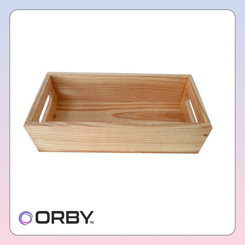 ORBY صينية تخزين وتقديم متعددة الاستخدامات من خشب الصنوبر ORBY | ديكور مطبخ وطاولة مصنوع يدويًا | منظم صديق للبيئة (30.5 سم × 15 سم × 8 سم) - Image 2