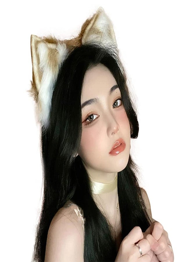 VIGVAN KYC Animal Ears Kawaii Plush Cat Ears Hair Clip Headdress Halloween Cosplay (Brown White Hair Clip) - Image 3