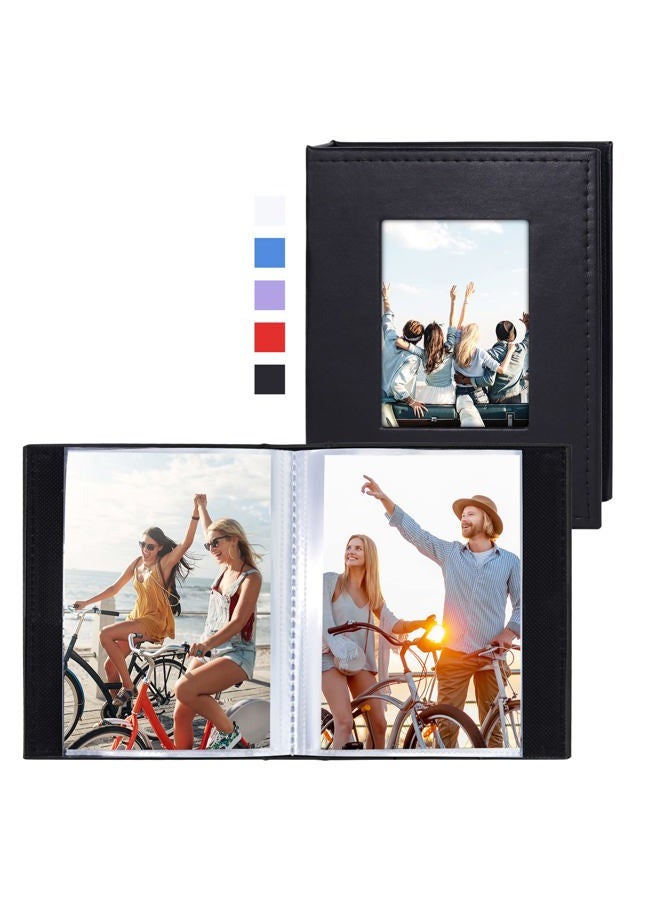 Vienrose Small Photo Album 4X6 Photos, Mini Photo Book with 2 Pack Leather Cover, 26 Pages with 52 Photo Capacity, Art or Postcard Storage, Black - Image 1