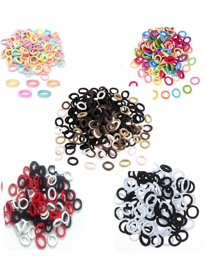 SUN Ring SUNRING Mini Hair Rubber Bands Bright Colored Elastic Cotton Stretch Hair Ties Ponytail Holder. For Baby Girls (Pack of 500 Comboo set) - Image 1