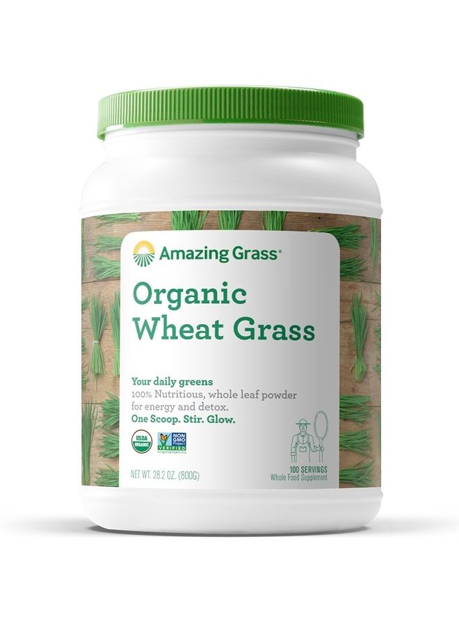 Amazing Grass مسحوق عشب القمح: مسحوق عشب القمح 100% من الأوراق الكاملة لدعم الطاقة، إزالة السموم والمناعة، يوفر الكلوروفيل، 100 حصة - Image 1