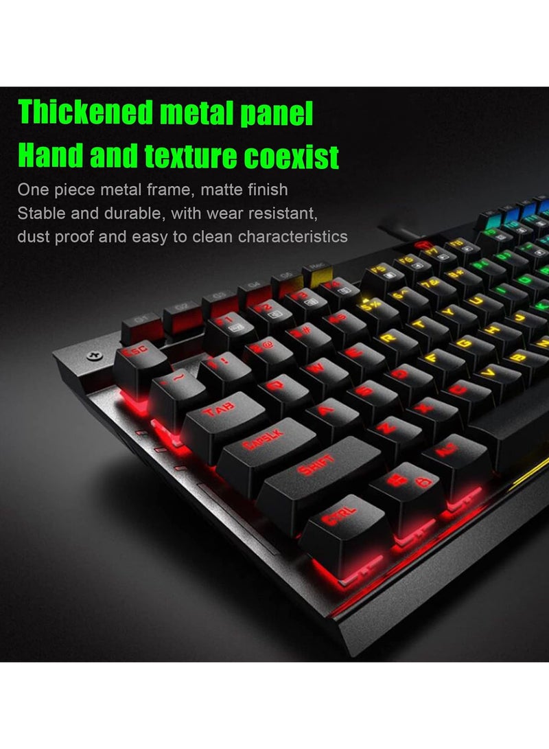 GGOOT Mechanical Keyboard, RGB Backlight Macroprogramming Wired Keyboard, Gaming Keyboard with Wrist Pad Symphony Dynamic Light Strips Support On Board Cache Function for Home and Office Use - Image 4