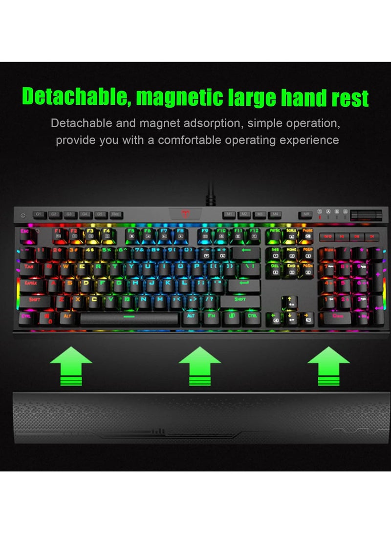 GGOOT Mechanical Keyboard, RGB Backlight Macroprogramming Wired Keyboard, Gaming Keyboard with Wrist Pad Symphony Dynamic Light Strips Support On Board Cache Function for Home and Office Use - Image 2