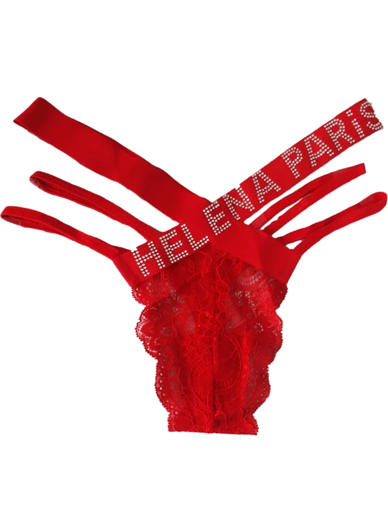 Hepsine Rakip Rivaling All Women's Red Front Lace Cross String String Thong