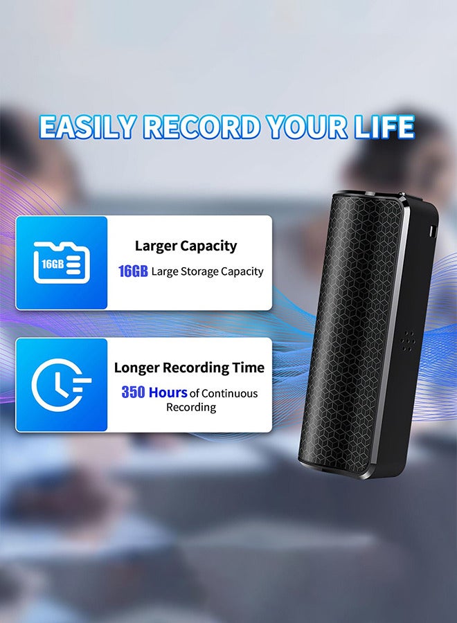 16GB Voice Recorder Audio Recording Device with Earphone and Charing Cable for Classroom Lecture Meeting 350 Hours Long Recording Time - Image 2