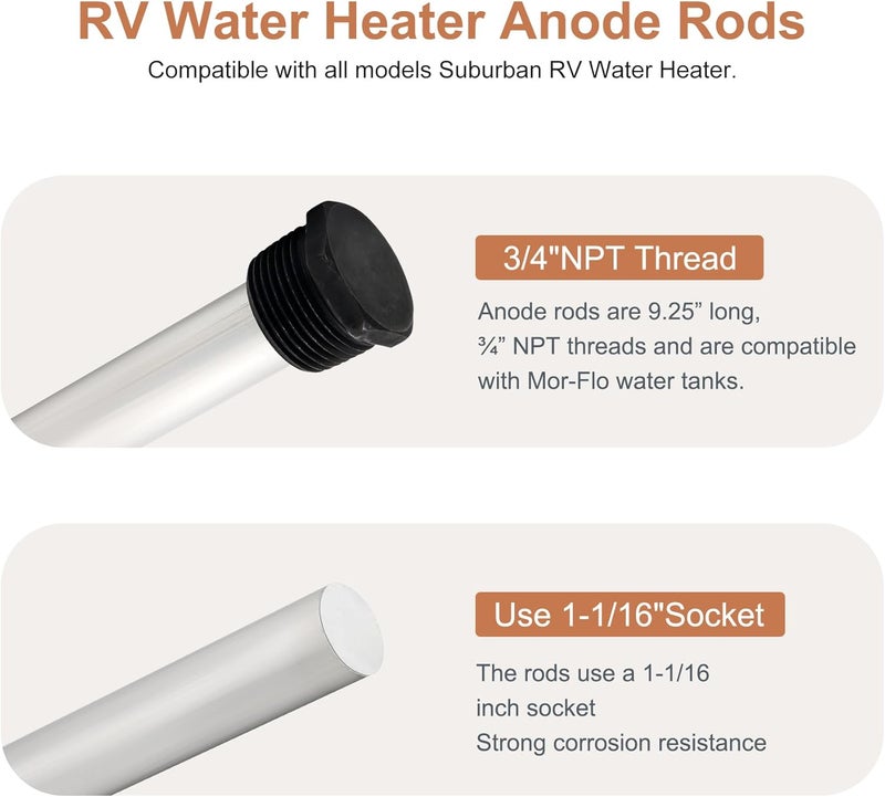 Powswopx RV Water Heater Anode Rod - 2 Pack - Image 4