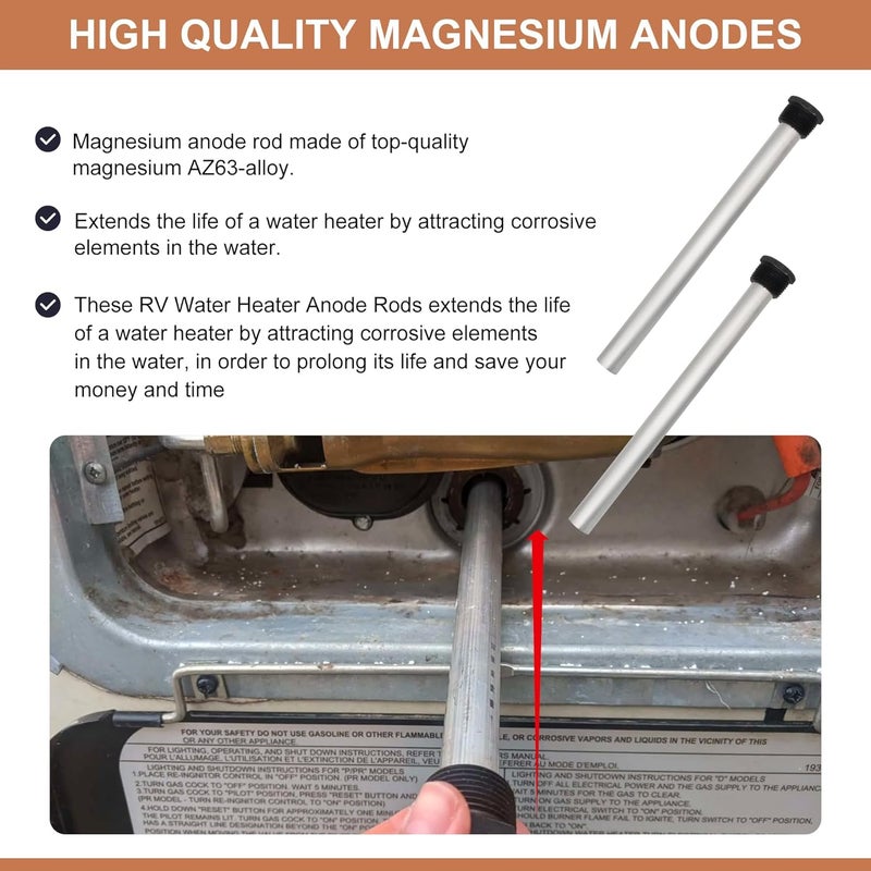 Powswopx RV Water Heater Anode Rod - 2 Pack - Image 5