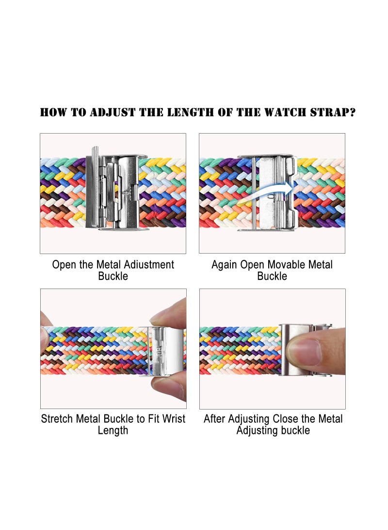 KASTWAVE Braided Nylon Strap Compatible with Xiaomi Smart Band 8, Breathable Stretchable Elastic Sport Fashion Strap Replacement Band for Women Men Children, Colorful - Image 5