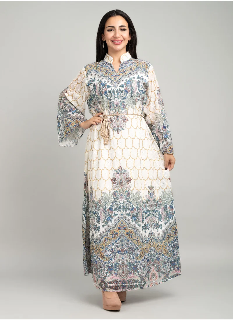 IKKXA Solid Arabesque Elegance Jalabiya CJ1075 White