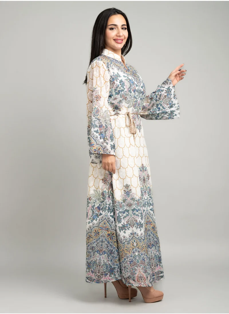 IKKXA Solid Arabesque Elegance Jalabiya CJ1075 White