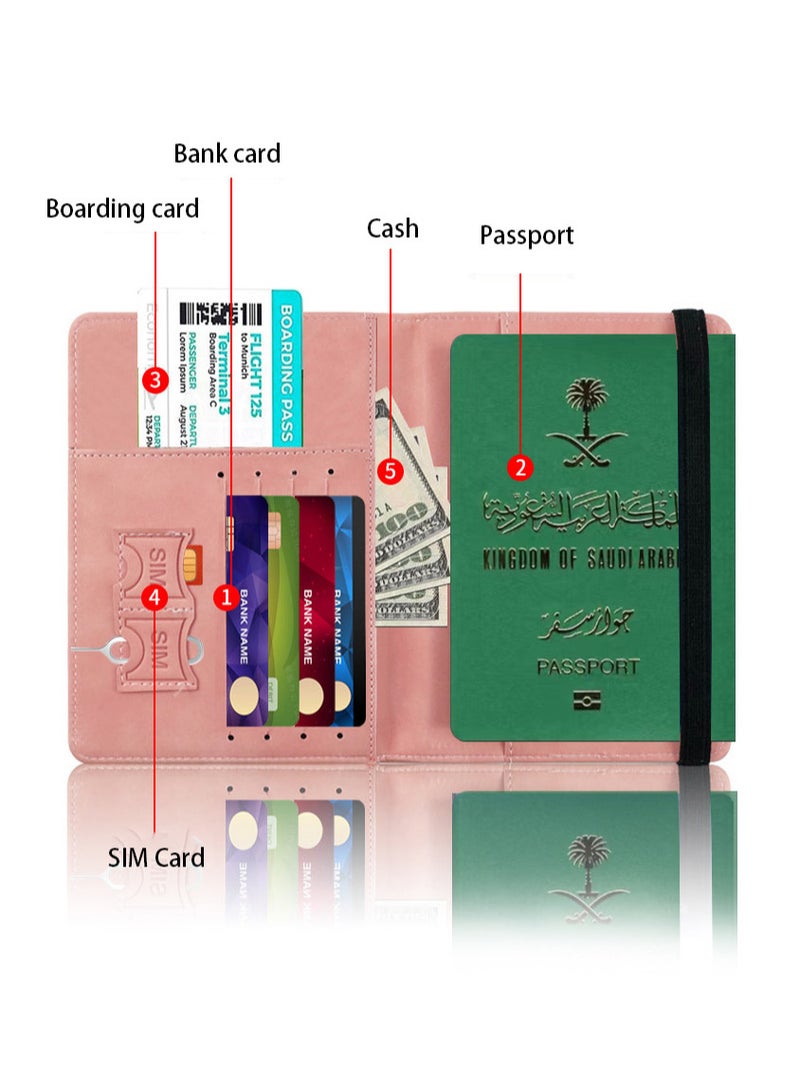 RFID Blocking Passport Holder Travel Wallet Leather Surface Multi Functional Wallet - Image 2
