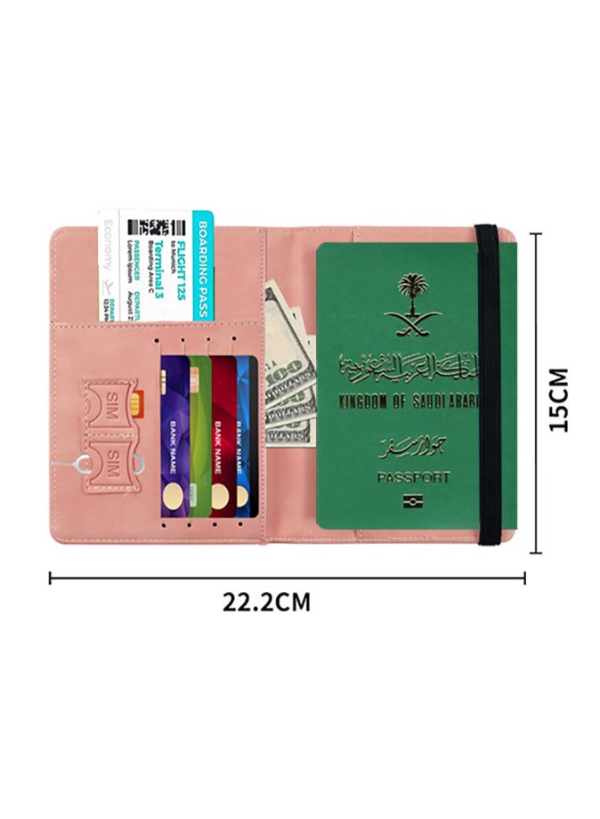 RFID Blocking Passport Holder Travel Wallet Leather Surface Multi Functional Wallet - Image 3