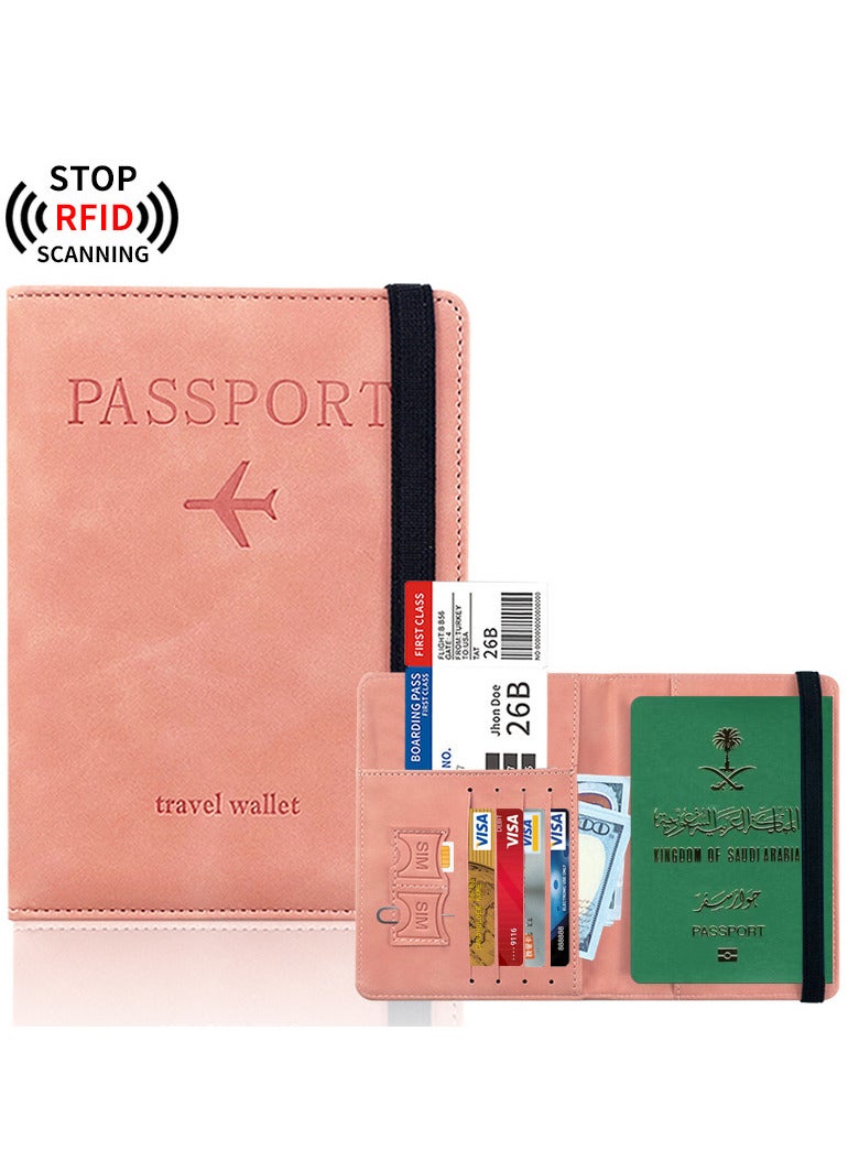 RFID Blocking Passport Holder Travel Wallet Leather Surface Multi Functional Wallet - Image 1