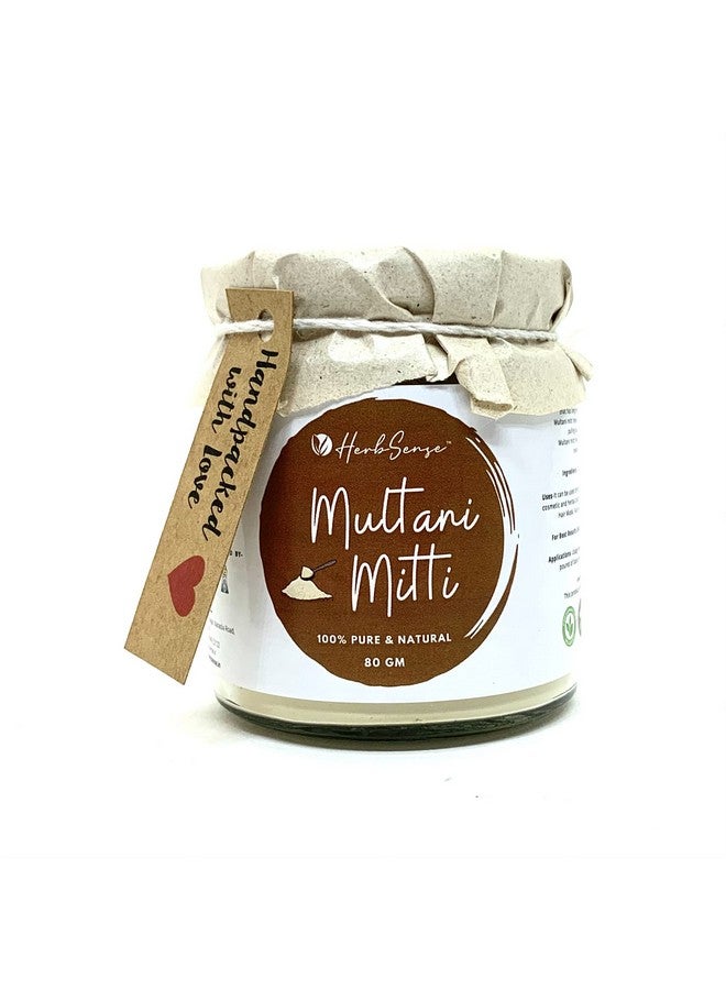 Herbsense Natural Multani Mitti Powder - Ideal For Oil Control, Skin Cleansing & Nourishing, Anti- Acne & Pimple Care Face Mask & Face Pack | Glass Jar Packaging- 80 Gm - Image 1