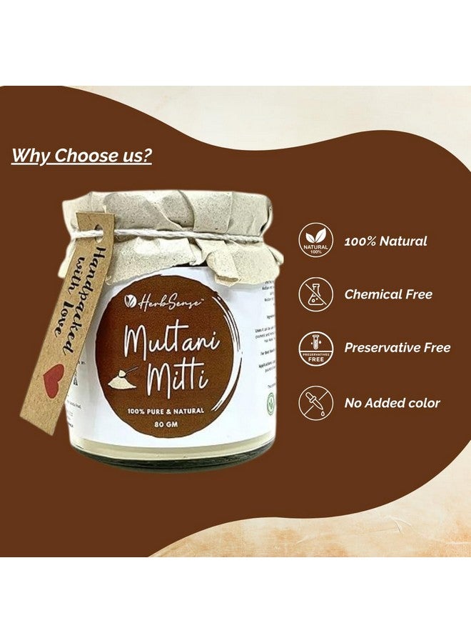Herbsense Natural Multani Mitti Powder - Ideal For Oil Control, Skin Cleansing & Nourishing, Anti- Acne & Pimple Care Face Mask & Face Pack | Glass Jar Packaging- 80 Gm - Image 5