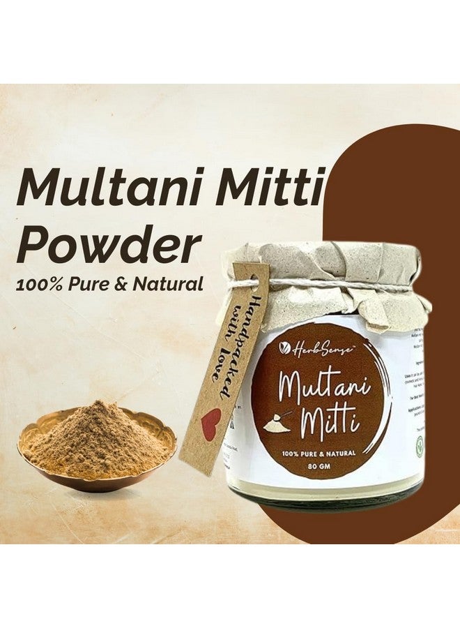 Herbsense Natural Multani Mitti Powder - Ideal For Oil Control, Skin Cleansing & Nourishing, Anti- Acne & Pimple Care Face Mask & Face Pack | Glass Jar Packaging- 80 Gm - Image 2