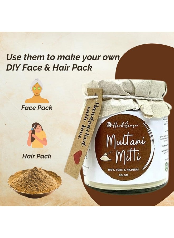 Herbsense Natural Multani Mitti Powder - Ideal For Oil Control, Skin Cleansing & Nourishing, Anti- Acne & Pimple Care Face Mask & Face Pack | Glass Jar Packaging- 80 Gm - Image 4