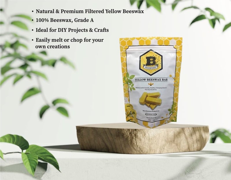 Beesworks Yellow Beeswax Bars (6 oz) | 100% Pure, Cosmetic Grade, Triple-Filtered Beeswax for DIY Skin Care, Lip Balm, Lotion and Candle Making (1 oz Bars - Pack of 6) - Image 3