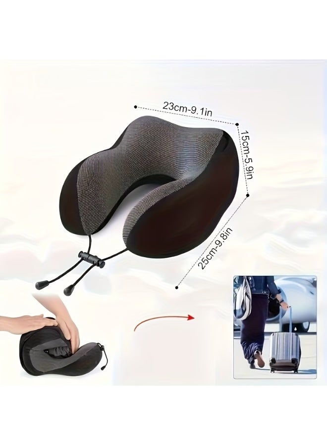 Travel Pillow Neck Pillow with Hood for Airplane Sleeping, Memory Foam Pillow with Chin Support, Detachable Hoodie, Washable Cover, Adjustable Velcro Fit for Flights, Car & Office - Image 2