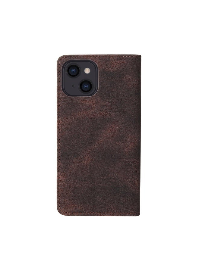 Case Cover For iPhone 13 Simple Suction Closure Horizontal Flip Leather Case with Holder & Card Slot & Wallet(Brown)