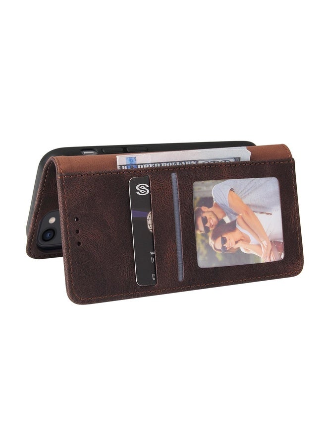 Case Cover For iPhone 13 Simple Suction Closure Horizontal Flip Leather Case with Holder & Card Slot & Wallet(Brown)