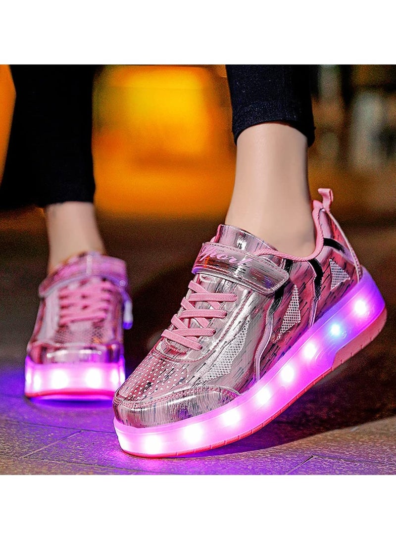 Loquat LED Flash Light Sneaker Skate Shoes with Wheels USB Charging Roller Skates Shoes - Image 3