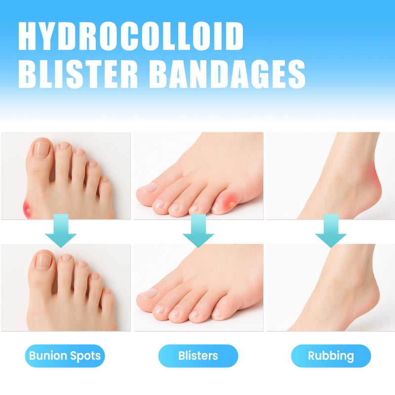 Lerifer Hydrocolloid Blister Bandages, 36PCS Blister Bandages for Feet, Heel & Toe â€“ Blister Prevention Waterproof Blister Pads & Blister Cushions â€“ Long-Lasting Comfortable for Shoes - Image 5