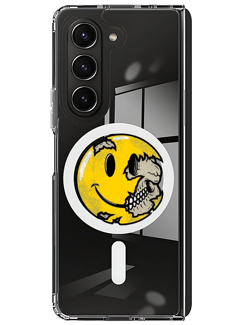 Theodor Magnetic Case for Samsung Galaxy Z Fold 5 Compatible with MagSafe Wireless Charging, Shockproof Phone Bumper Cover Smiley - Image 1