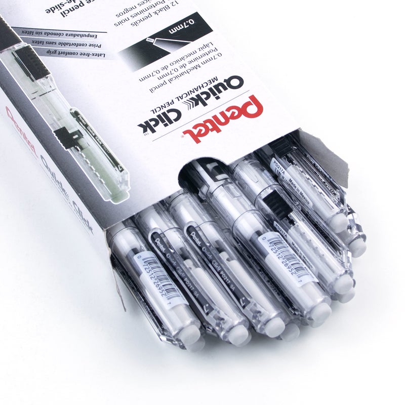 Pentel Quick Click Mechanical Pencil (0.7Mm)  Black Barrel  Box Of 12 Pencils (Pd217A) - Image 3