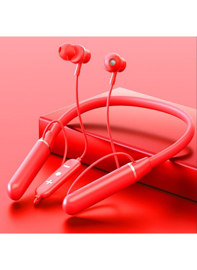 Wireless In-Ear Hanging Neck Bluetooth Headset For Apple For Huawei Long Endurance Noise Reduction Headset Electric Competition Wireless Bluetooth-Color:602 Red (bare Metal)  - Image 1