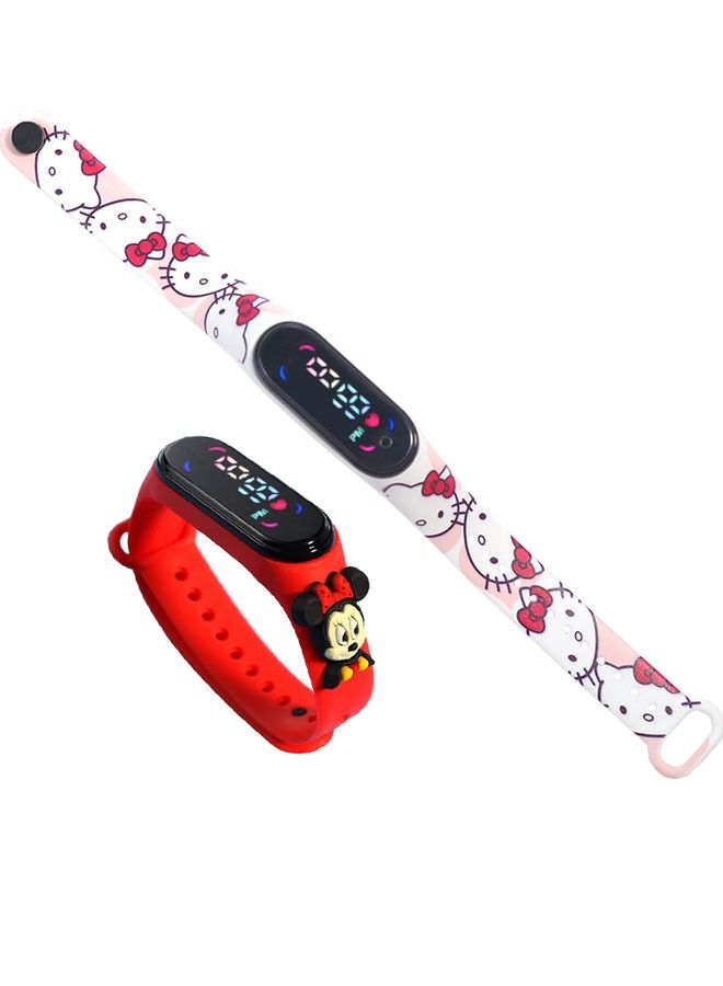 2 Pieces M7 Cartoon Kids LED Electronic Waterproof Touch Watch