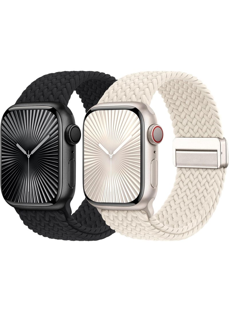 أساور مطاطية مضفره مع مشبك مغناطيسي متوافقة مع سوار ساعة آبل 38مم 40مم 41مم 42مم للنساء والرجال، حلقة رياضية من النايلون لسلسلة iWatch 11 10 9 8 7 6 5 4 3 Ultra 3 2 1 SE - Image 1