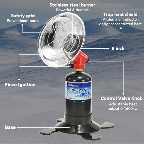 MOZODAWN Propane Heater for Outdoor, 6500 BTU Portable Heaters for camping with Piezo Ingnition, Small Propane Heater with Gas Tank Holder Rapid Heating For Tent, Patio, Ice Fishing, Hunting - Image 4