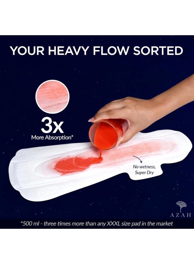 Azah Sanitary Pads for Women XXXL [Pack of 10] | Extra Large Night Pads | Cottony Soft Sanitary Napkins for Women | XXXL Pads for Womens Heavy Flow | Leak Proof for Overnight Protection - Image 4