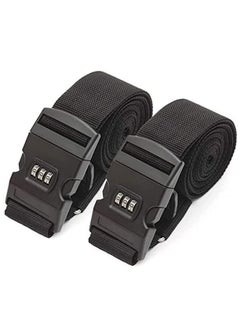 Rubik 78 Inch Heavy Duty Luggage Strap with Password, Adjustable Travel Packing Belt for Bag Baggage Suitcase Safety (2 Pack) Black  - Image 2