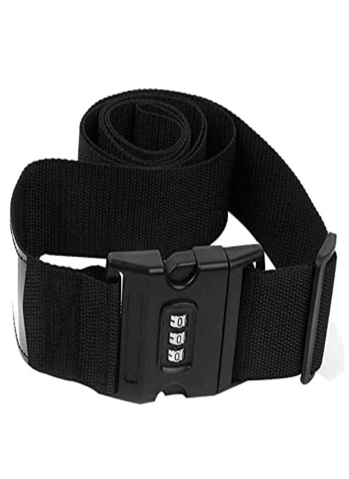 Rubik - 78 Inch Heavy Duty Luggage Strap with Password, Adjustable Travel Packing Belt for Bag Baggage Suitcase Safety (2 Pack) Black - Image 1