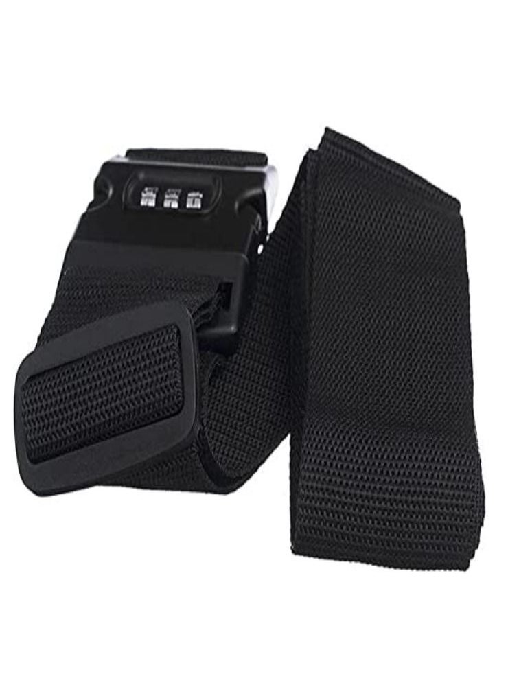 Rubik - 78 Inch Heavy Duty Luggage Strap with Password, Adjustable Travel Packing Belt for Bag Baggage Suitcase Safety (2 Pack) Black - Image 1