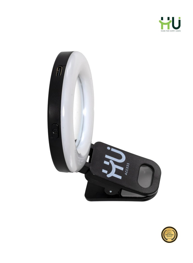 H U ضوء LED محمول + ضوء ملء RGB مع 3 أوضاع ألوان ودوران 180° – ضوء سيلفي مدمج مع مرآة محدبة، وزن خفيف 51 جرام لتصوير الفيديو، المكياج وتسجيل الفيديو - Image 3