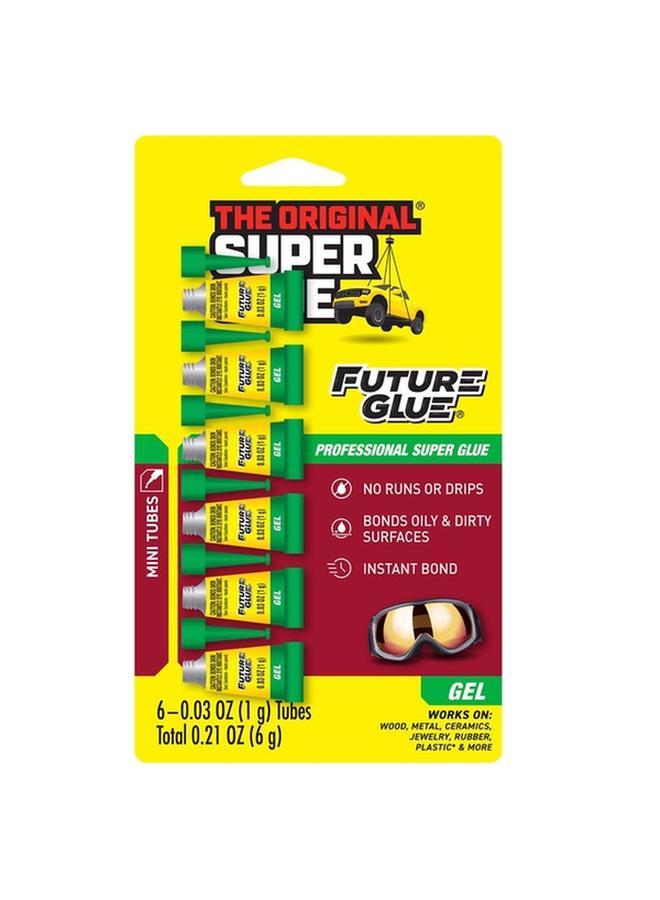 Super Glue 6-Piece Future High Strength Cyanoacrylate All Purpose Gel Glue Clear 1g 11710005 - Image 1
