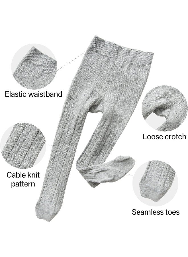 Looching 5 Pack Baby Toddler Girls Cute Cable Knit Cotton Tights Pantyhose Leggings Stocking Pants - Image 2
