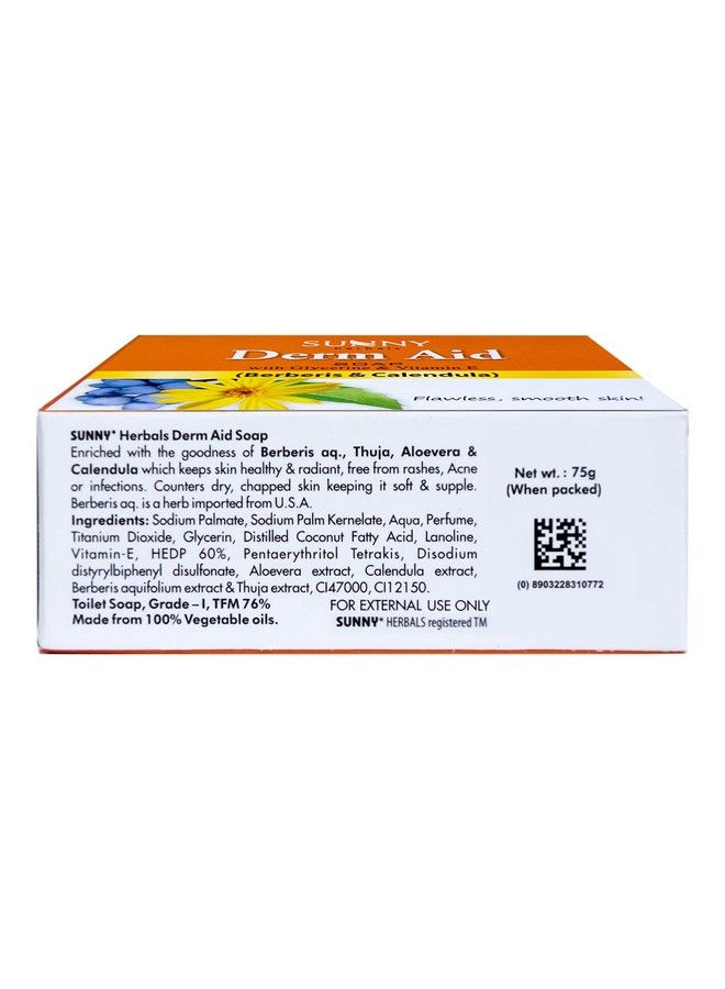 Sunny Derm Aid Soap(75Gm*2) & Turmeric Soap(75Gm*2) ; For Rashes & Infection Free Skin ; Prevent Drying & Keep Skin Healthy; Nourish & Protect Skin ; Lighten Blemishes & Impart Glow ; Help To Reduce Acne - Image 5