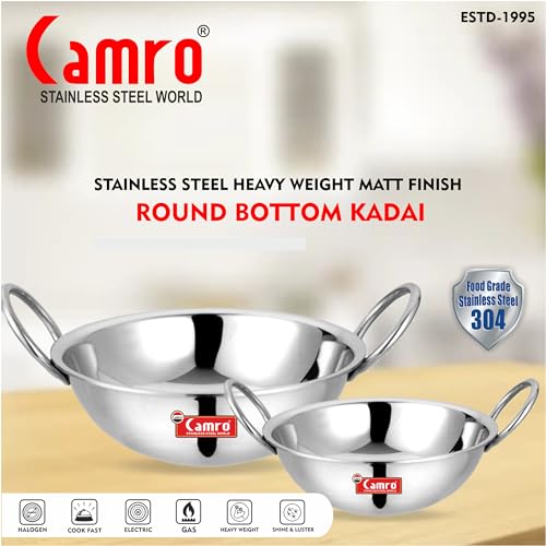 Camro Triply Round Bottom Kadhai (15 No, 4 Liters) | Gas Stove Compatible | Dishwasher Safe | DryVeg Hold Handles, Induction Friendly & Gas Ready, 6-Year Warranty - Image 5