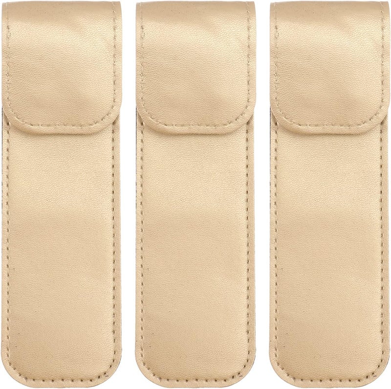 Beaupretty 3pcs Protective Case Eyelash for False Lashes Lash Kit Leather Kit Pu Leather Covers Eyelash Grafting Tweezer Cover Pu Leather Sleeve Golden Pu Leather