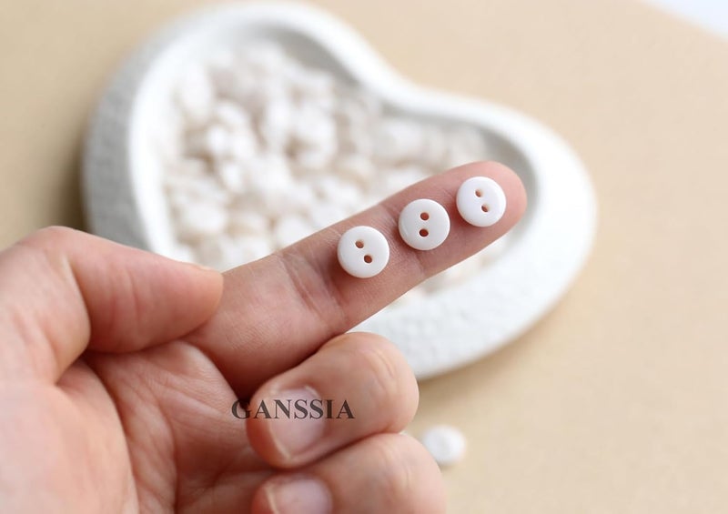 GANSSIA 11/32 Inch Button 9mm Tiny Size Sewing Flatback Resin Buttons Colored Beige Pack of 500 Pcs - Image 2