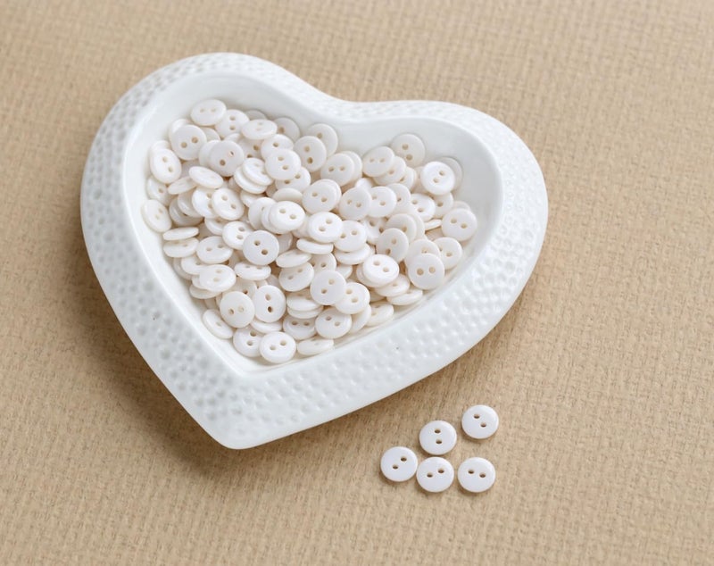 GANSSIA 11/32 Inch Button 9mm Tiny Size Sewing Flatback Resin Buttons Colored Beige Pack of 500 Pcs - Image 3