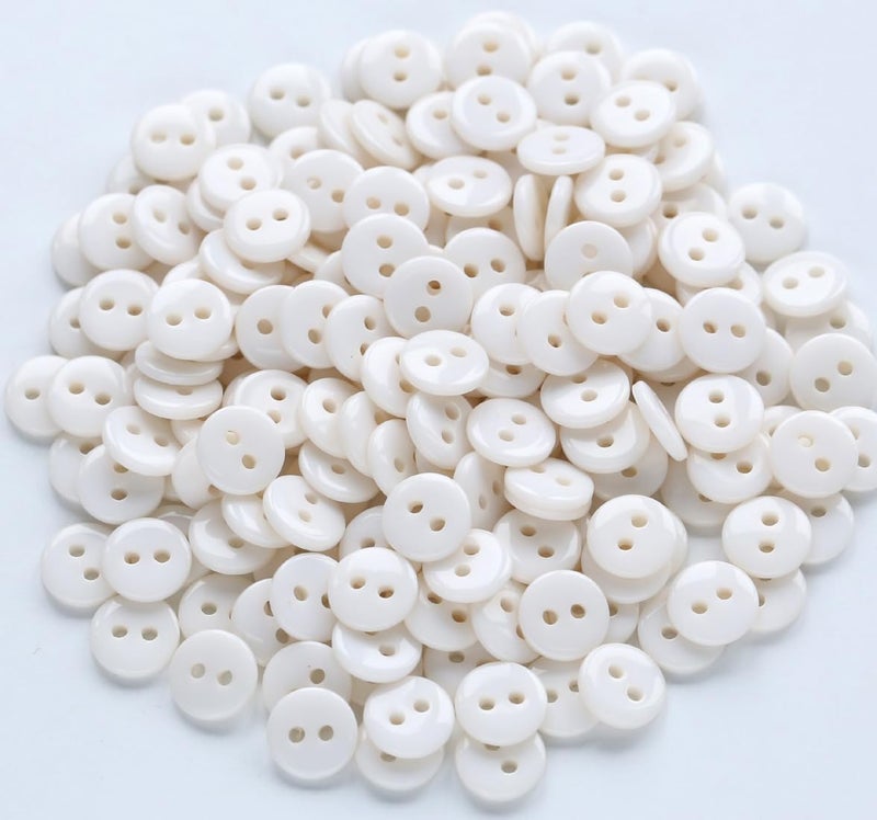 GANSSIA 11/32 Inch Button 9mm Tiny Size Sewing Flatback Resin Buttons Colored Beige Pack of 500 Pcs - Image 1